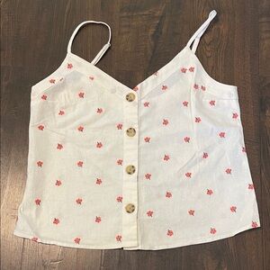 NWT Abercrombie Floral Button-Down White Top